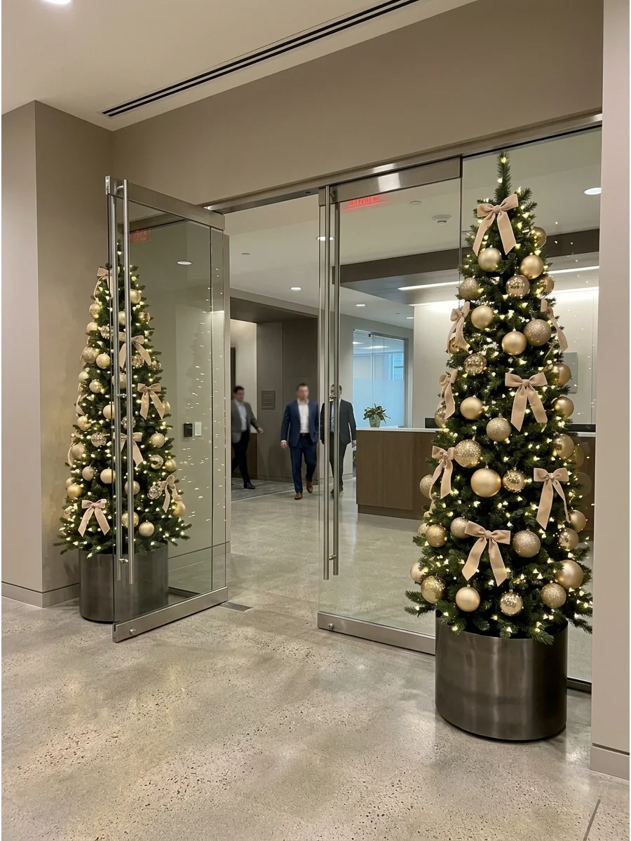 Elegant Office Entrance Christmas Trees support view 1
