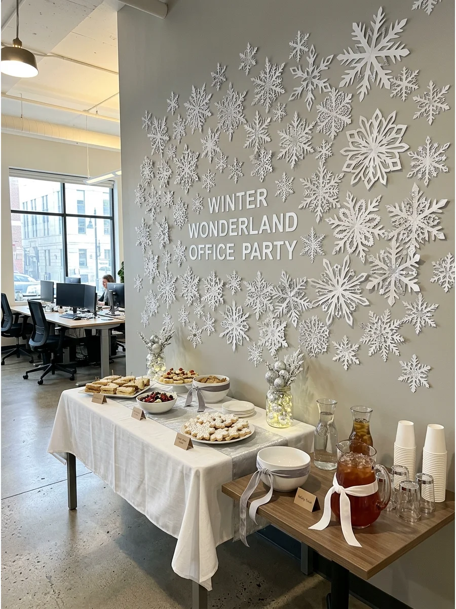 Table Setup Office christmas party decorations