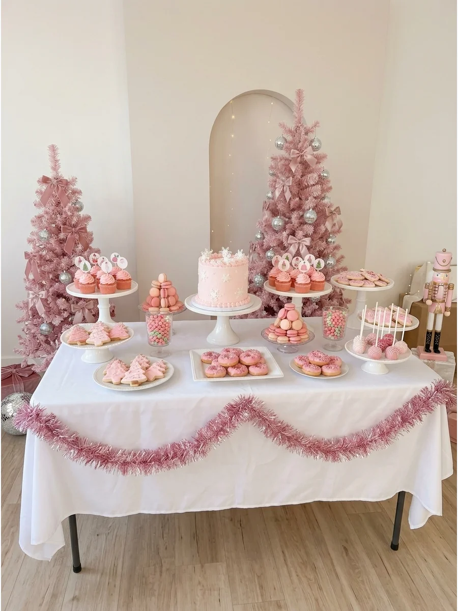 Pink Christmas Dessert Table support view 1