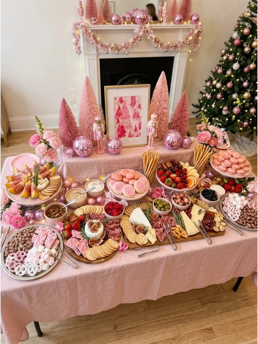 Pink Christmas Grazing Table support view 1