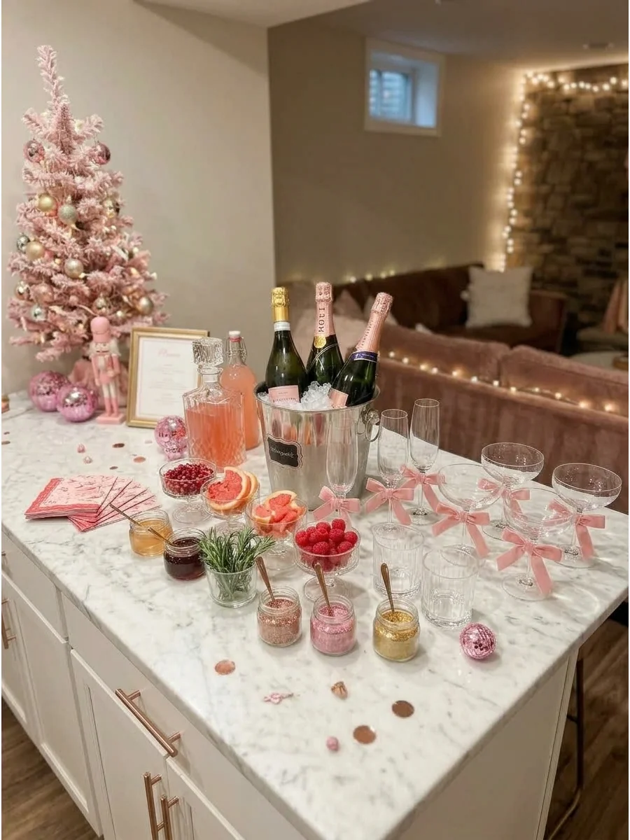 Pink Champagne-Style Drink Station support view 1