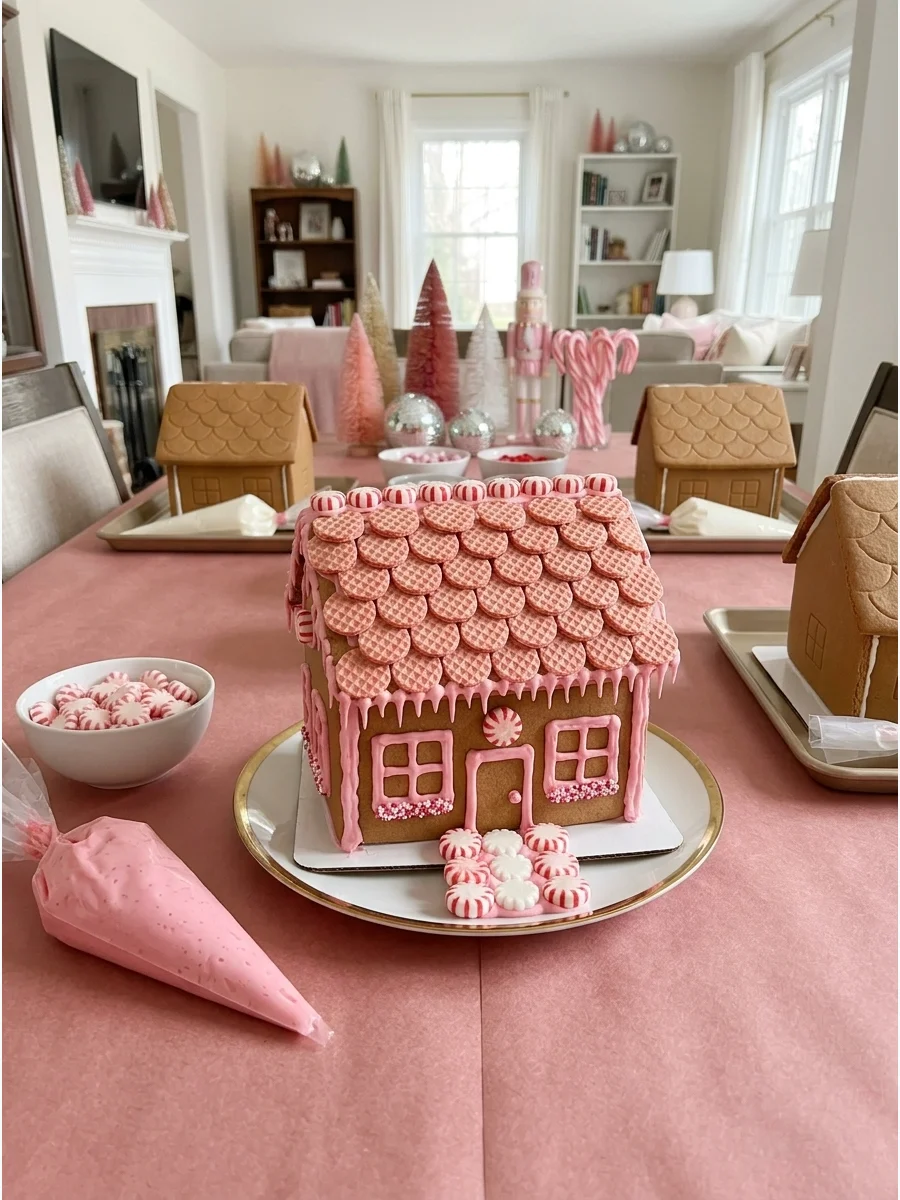 Pink Gingerbread House Party support view 1