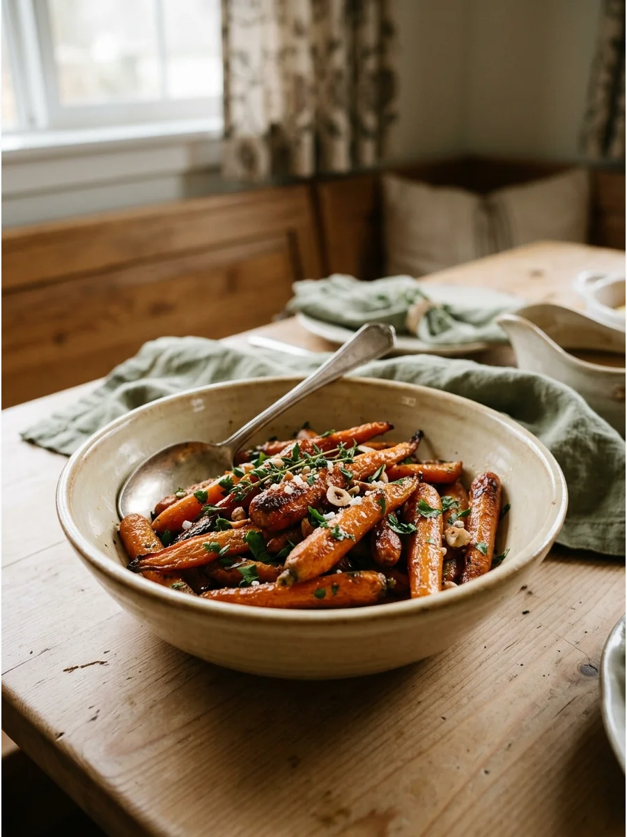 Brown butter carrots in a small bowl.
