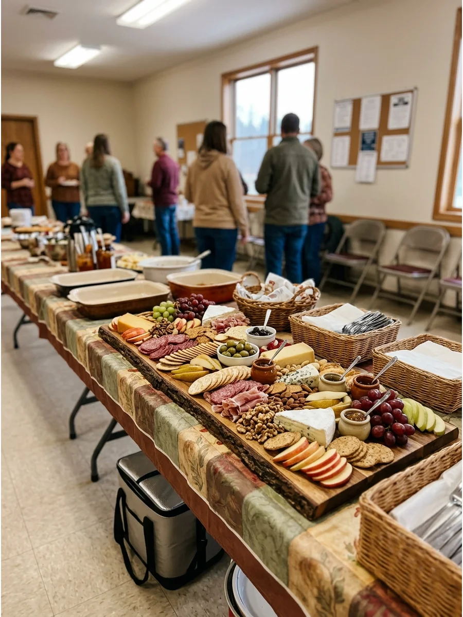 A large charcuterie board with various meats, cheeses, grapes, and nuts.