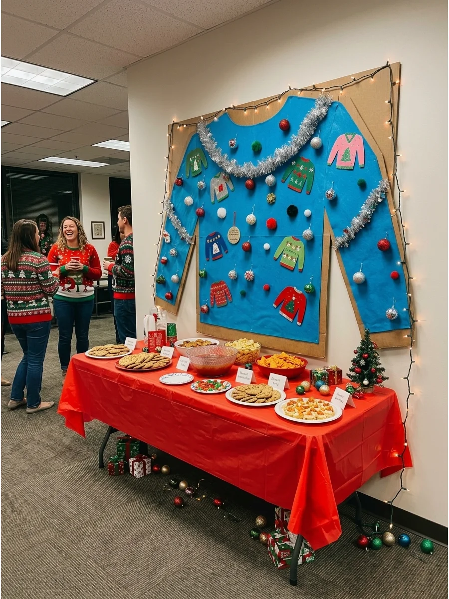 Giant Ugly Sweater Wall Backdrop support view 1