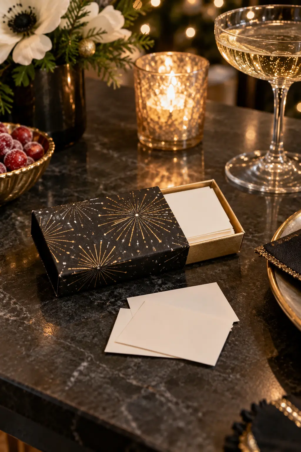 miniature blank cards in an elegant matchbox-style sleeve