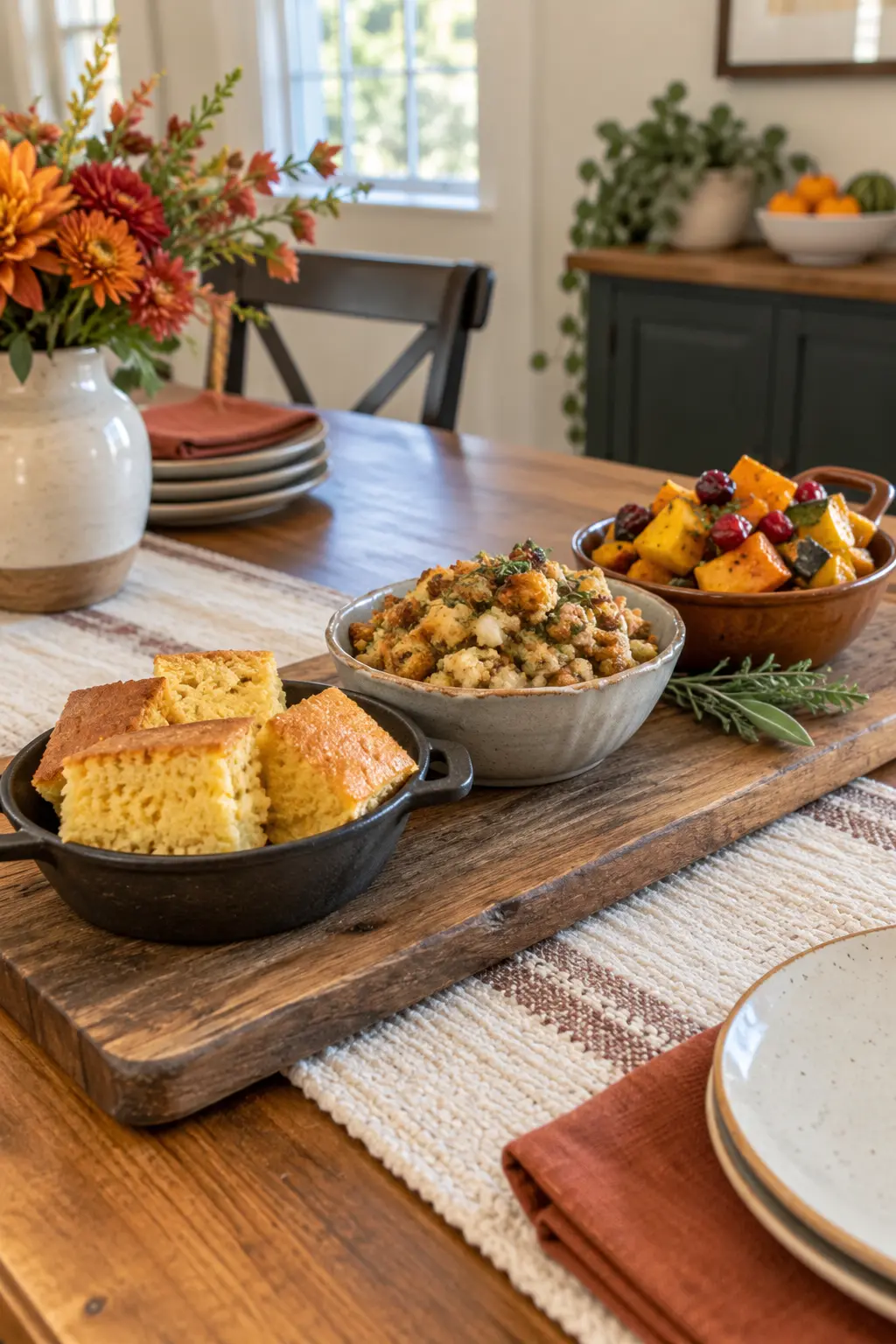 Small Thanksgiving tasting dishes featuring several regional American side dishes